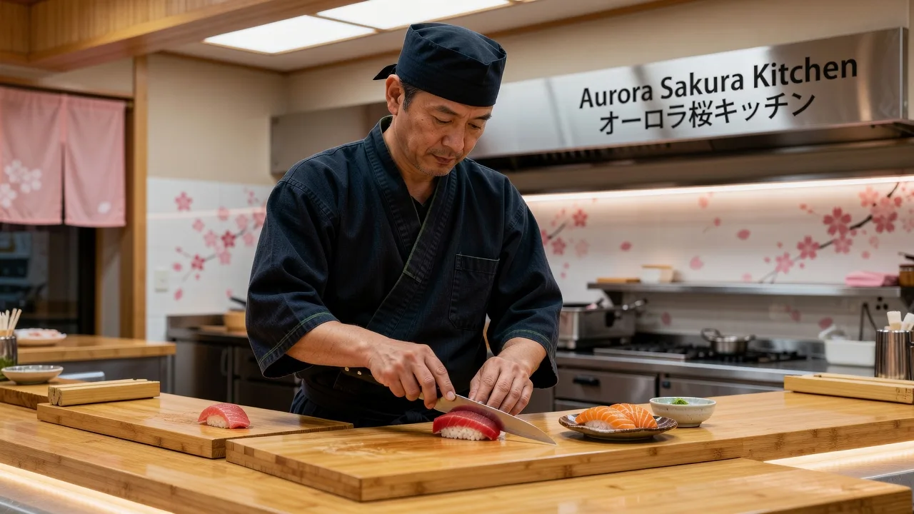 Chef preparing sushi